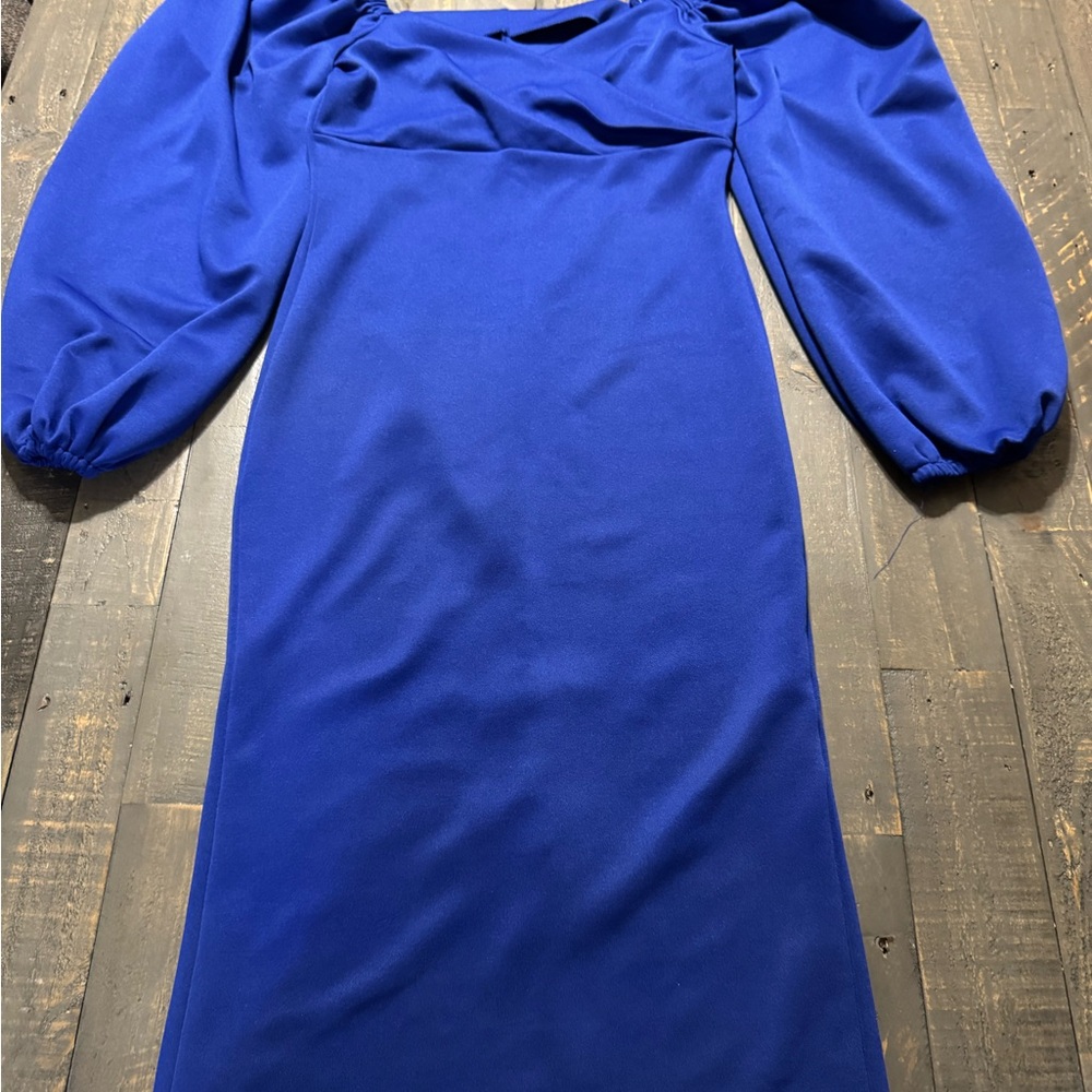 Elegant Blue Off-Shoulder Dress, Vestido Azul Royal Elegante
